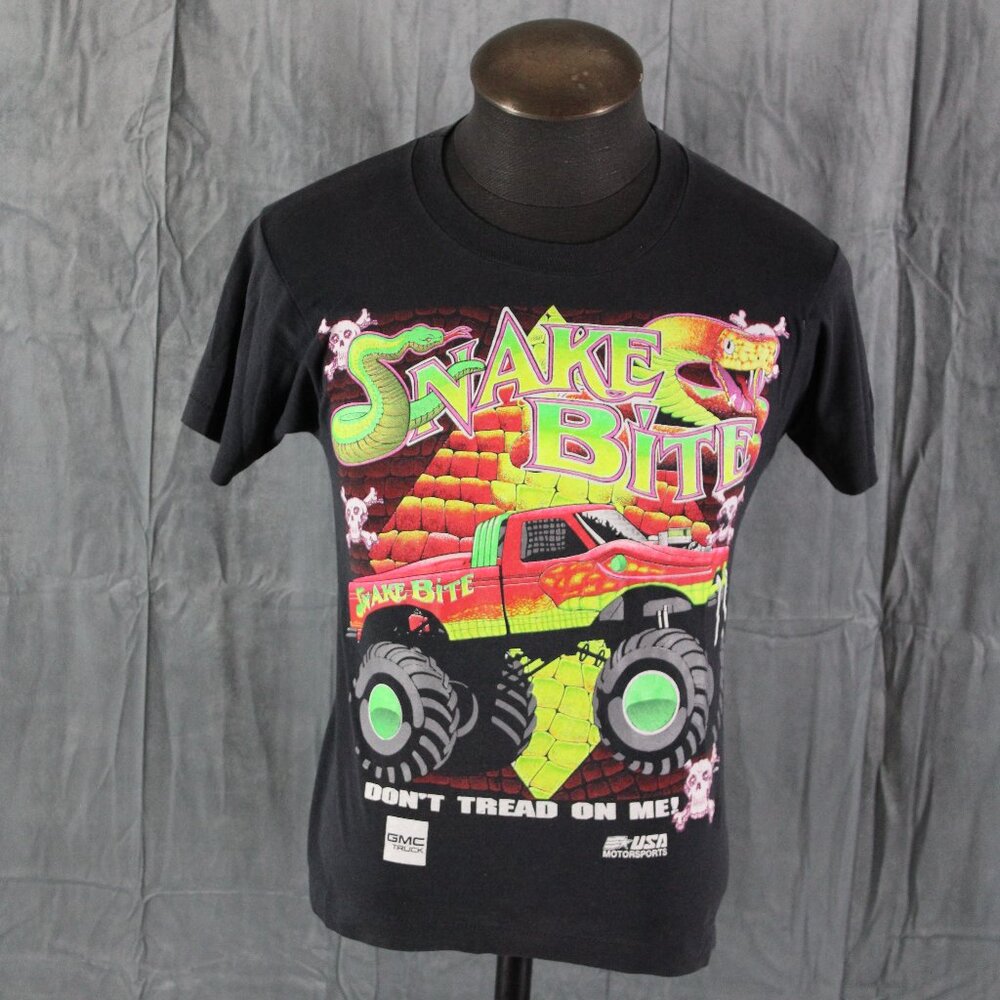Vintage Graphic T-shirt - Snake Bit Monster Trucker Screen Stars - Men's Small